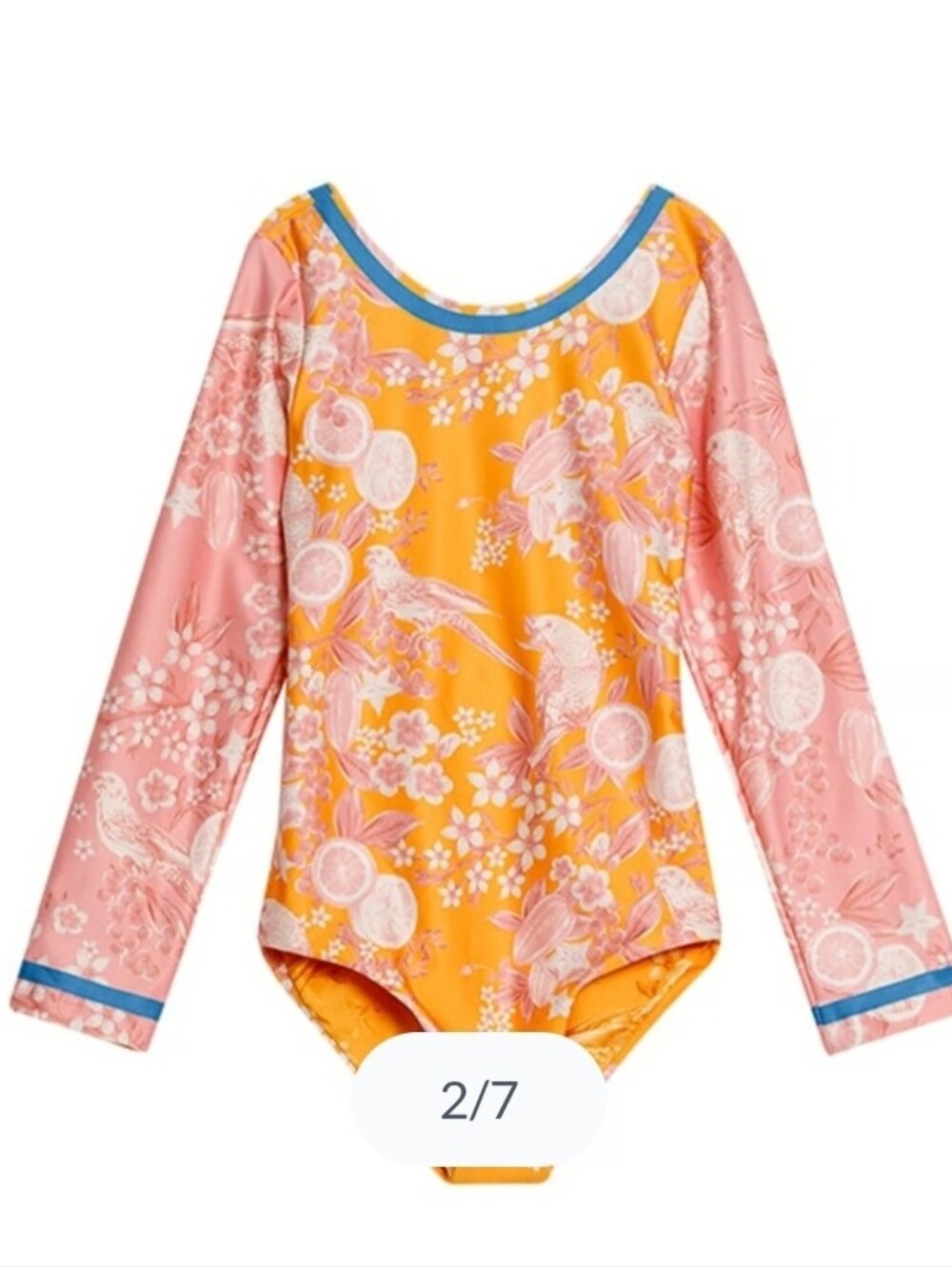 Agua Bendita Girls "Alaya Atma" Tropical Bird Long Sleeve One Piece Swimsuit 7/8